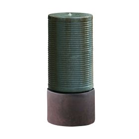 43"Tall Contemporary Outdoor Decoration Two-Tone Fountain Pillar Shape Cement Water Feature for Patio & Gaeden