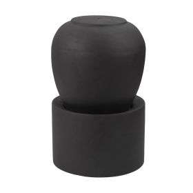 32"Tall Cement Urn Fountain Black Tranquility Lawn Water Feature for Backyard or Garden