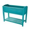 Blue Wood Raised Plant Stand; 40.2" L x 18.2" W x 32" H