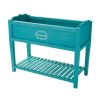 Blue Wood Raised Plant Stand; 40.2" L x 18.2" W x 32" H