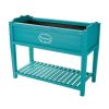Blue Wood Raised Plant Stand; 40.2" L x 18.2" W x 32" H