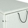 Outdoor Storage Box; 113 Gallon Wicker Patio Deck Boxes with Lid; Outdoor Cushion Storage Container Bin Chest for Kids Toys; Pillows; Towel Creme