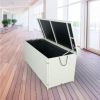 Outdoor Storage Box; 113 Gallon Wicker Patio Deck Boxes with Lid; Outdoor Cushion Storage Container Bin Chest for Kids Toys; Pillows; Towel Creme